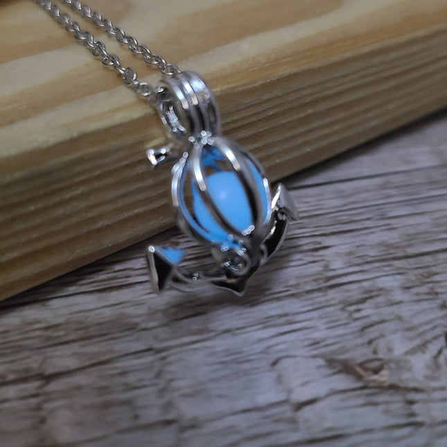 Anchor necklace Glow in the Dark Nautical jewelry Maritime charm Symbolic pendant Ocean-inspired accessory Classic anchor design - Pink Horse Florida