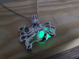 Glow-in-the-dark octopus necklace Luminescent cephalopod jewelry Glowing marine pendant Enchanting glow necklace Octopus tentacle glow charm - Pink Horse Florida