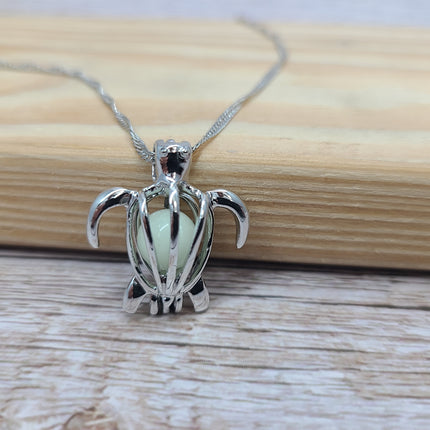 Glow in the Dark Turtle Necklace, Luminescent Jewelry, Glow Sea Turtle Pendant, Turtle-themed Accessory, Glowing Necklace, Nighttime Charm Necklace, Glow Pendant Jewelry - Pink Horse Florida