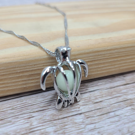 Glow in the Dark Turtle Necklace, Luminescent Jewelry, Glow Sea Turtle Pendant, Turtle-themed Accessory, Glowing Necklace, Nighttime Charm Necklace, Glow Pendant Jewelry - Pink Horse Florida