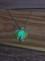 Glow in the Dark Turtle Necklace, Luminescent Jewelry, Glow Sea Turtle Pendant, Turtle-themed Accessory, Glowing Necklace, Nighttime Charm Necklace, Glow Pendant Jewelry - Pink Horse Florida