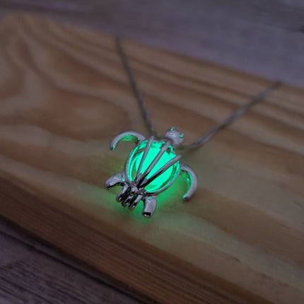 Glow in the Dark Turtle Necklace, Luminescent Jewelry, Glow Sea Turtle Pendant, Turtle-themed Accessory, Glowing Necklace, Nighttime Charm Necklace, Glow Pendant Jewelry - Pink Horse Florida