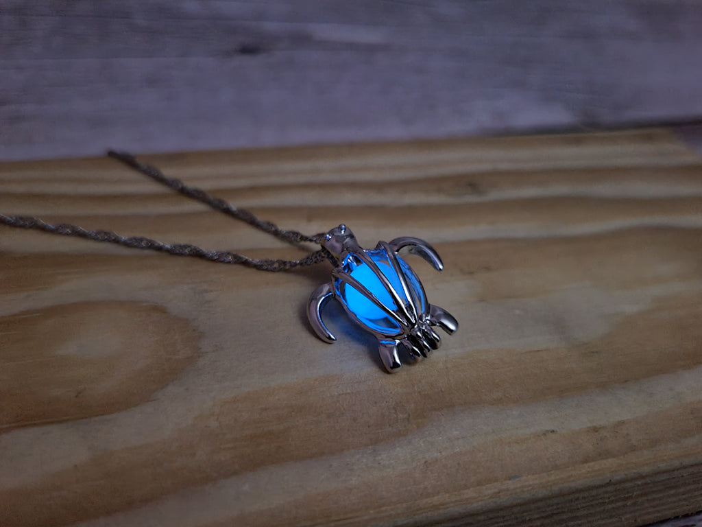 thumbnail image 2 of Yakam 19" Glow In The Dark Turtle Pendant Necklace – Choose Your Color, 1.5" Moon & Turtle Charm, Lobster Clasp 2 of 6