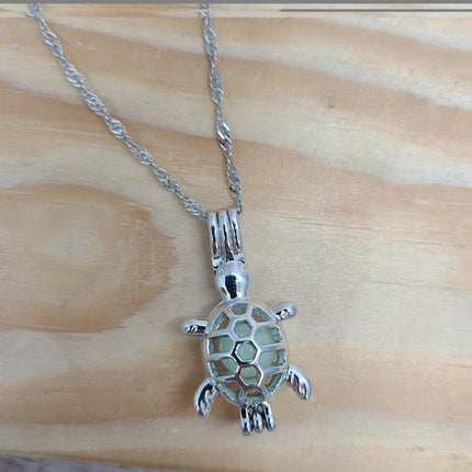 Glow in the Dark Turtle Necklace, Luminescent Jewelry, Glow Sea Turtle Pendant, Turtle-themed Accessory, Glowing Necklace, Nighttime Charm Necklace, Glow Pendant Jewelry - Pink Horse Florida