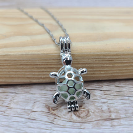 Glow in the Dark Turtle Necklace, Luminescent Jewelry, Glow Sea Turtle Pendant, Turtle-themed Accessory, Glowing Necklace, Nighttime Charm Necklace, Glow Pendant Jewelry - Pink Horse Florida