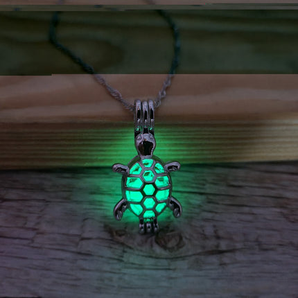 Glow in the Dark Turtle Necklace, Luminescent Jewelry, Glow Sea Turtle Pendant, Turtle-themed Accessory, Glowing Necklace, Nighttime Charm Necklace, Glow Pendant Jewelry - Pink Horse Florida