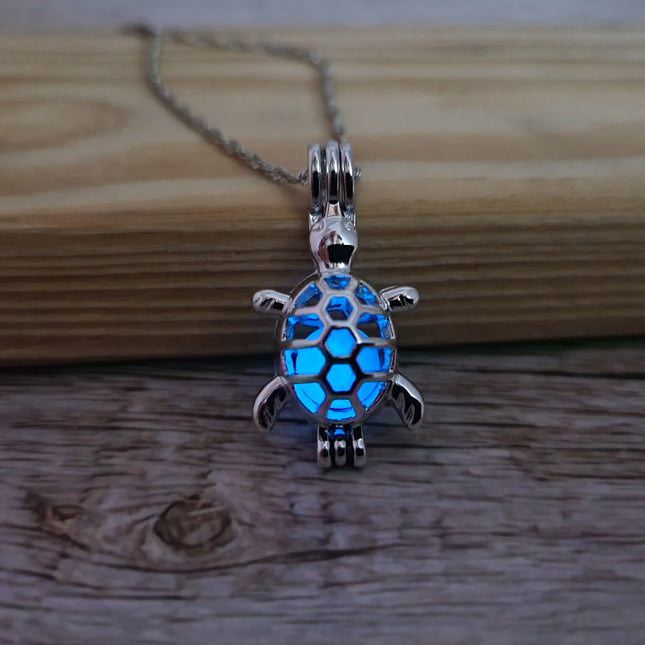 Glow in the Dark Turtle Necklace, Luminescent Jewelry, Glow Sea Turtle Pendant, Turtle-themed Accessory, Glowing Necklace, Nighttime Charm Necklace, Glow Pendant Jewelry - Pink Horse Florida