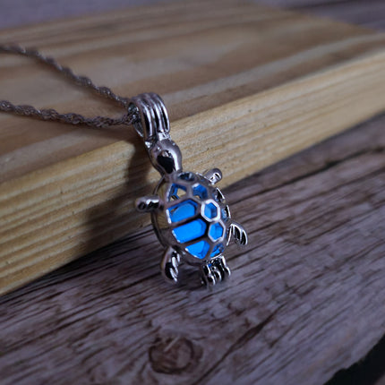 Glow in the Dark Turtle Necklace, Luminescent Jewelry, Glow Sea Turtle Pendant, Turtle-themed Accessory, Glowing Necklace, Nighttime Charm Necklace, Glow Pendant Jewelry - Pink Horse Florida