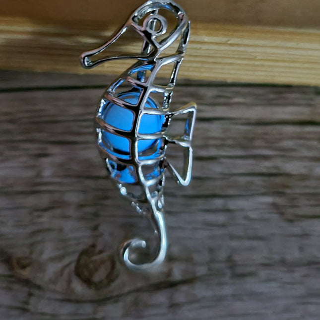 Glow in the Dark Seahorse Necklace, Luminescent Jewelry, Glow Seahorse Pendant, Seahorse-themed Accessory, Glowing Necklace, Nighttime Charm Necklace, Glow Pendant Jewelry - Pink Horse Florida