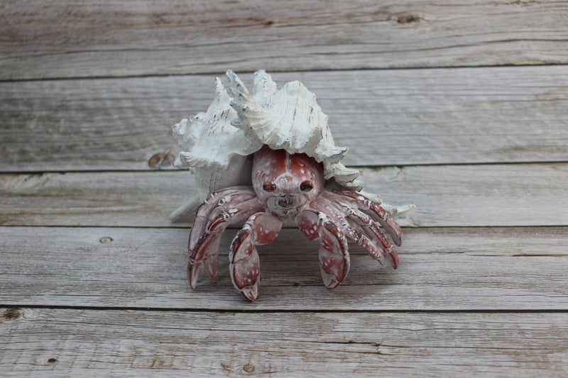 Hermit Crab Figurine Coastal Decor Marine Life Sculpture Handcrafted Crab Art Lifelike Hermit Crab Replica Ocean-Inspired Decor - Pink Horse Florida