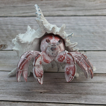 Hermit Crab Figurine Coastal Decor Marine Life Sculpture Handcrafted Crab Art Lifelike Hermit Crab Replica Ocean-Inspired Decor - Pink Horse Florida