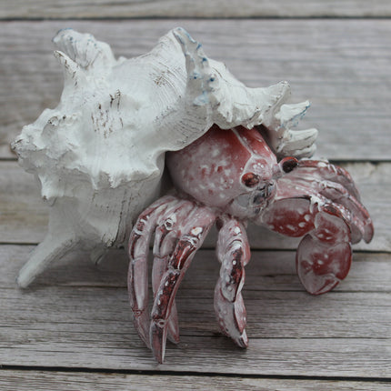 Hermit Crab Figurine Coastal Decor Marine Life Sculpture Handcrafted Crab Art Lifelike Hermit Crab Replica Ocean-Inspired Decor - Pink Horse Florida