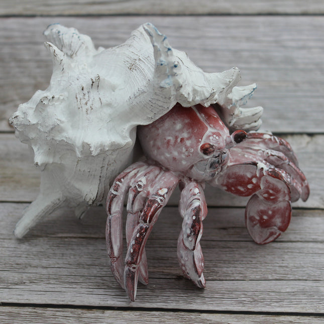 Hermit Crab Figurine Coastal Decor Marine Life Sculpture Handcrafted Crab Art Lifelike Hermit Crab Replica Ocean-Inspired Decor - Pink Horse Florida