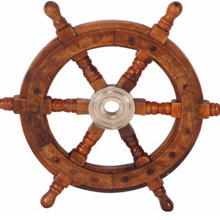 Nautical Brass Ship Wheel, Ship Wheel Wall Decor, Nautical Wall Decor, Ship Wheel Decoration - Pink Horse Florida