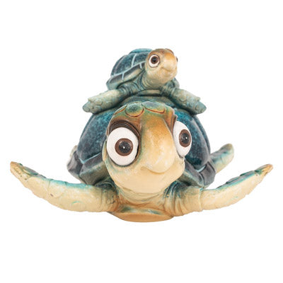 Cartoon Mama and Baby Sea Turtle Figurine Turtle Figurine For Kids Coastal Home Decor - Pink Horse Florida