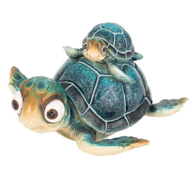Cartoon Mama and Baby Sea Turtle Figurine Turtle Figurine For Kids Coastal Home Decor - Pink Horse Florida