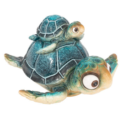 Cartoon Mama and Baby Sea Turtle Figurine Turtle Figurine For Kids Coastal Home Decor - Pink Horse Florida