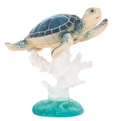 Turtle Figurine, Sea Turtle Coral Figurine, Turtle Decor, Sea Turtle Decor, Beach Decor - Pink Horse Florida