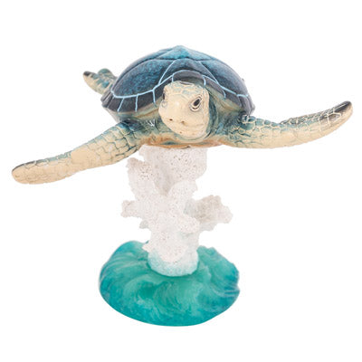 Turtle Figurine, Sea Turtle Coral Figurine, Turtle Decor, Sea Turtle Decor, Beach Decor - Pink Horse Florida