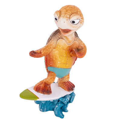 Surfing Sea Turtle Figurine Wave Riding Turtle Sculpture Coastal Adventure Decor Oceanic Surfer Turtle Ornament Surf's Up Sea Turtle Statue - Pink Horse Florida