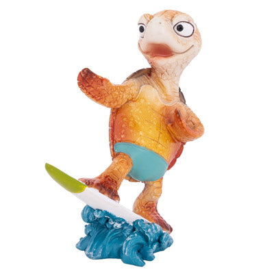 Surfing Sea Turtle Figurine Wave Riding Turtle Sculpture Coastal Adventure Decor Oceanic Surfer Turtle Ornament Surf's Up Sea Turtle Statue - Pink Horse Florida