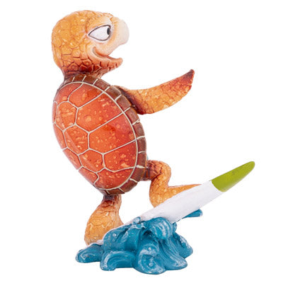 Surfing Sea Turtle Figurine Wave Riding Turtle Sculpture Coastal Adventure Decor Oceanic Surfer Turtle Ornament Surf's Up Sea Turtle Statue - Pink Horse Florida