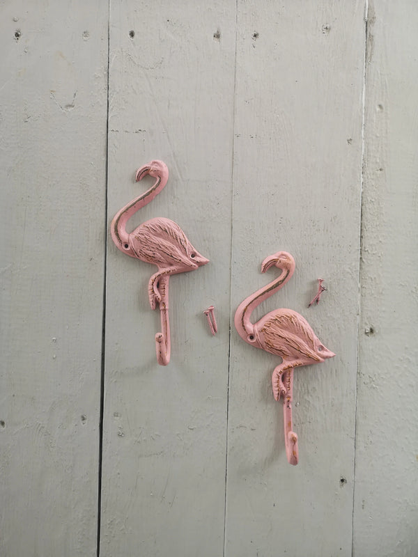 Flamingo Hook Set of TWO, Rustic Flamingo Hook, Towel Hook, Pool Side Hook - Pink Horse Florida