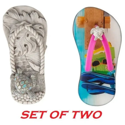 Flipflop Magnets SET OF TWO, Flipflop Magnet, Nautical Magnet, Flipflop Figurine, Beach Gift, Ocean - Pink Horse Florida