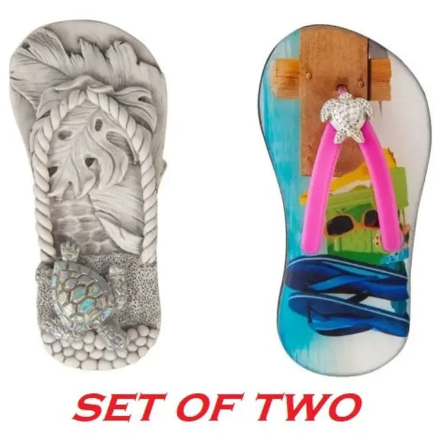 Flipflop Magnets SET OF TWO, Flipflop Magnet, Nautical Magnet, Flipflop Figurine, Beach Gift, Ocean - Pink Horse Florida