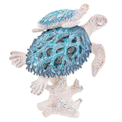 Coral sea turtle figurine Sculpted Coral Elegance Sea Turtle Figurine Aqua Sea Turtle Figurine