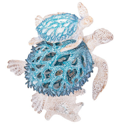 Coral sea turtle figurine Sculpted Coral Elegance Sea Turtle Figurine Aqua Sea Turtle Figurine