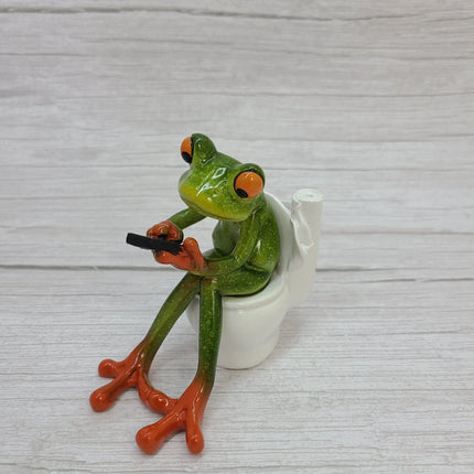 Funny Frog Figurine, Toilet Frog Figurine, Frog Pen Holder, Funny Pen Holder, Funny Animal Figurine, - Pink Horse Florida
