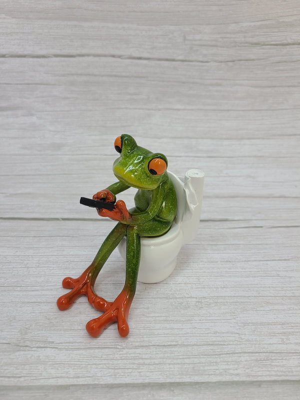 Funny Frog Figurine, Toilet Frog Figurine, Frog Pen Holder, Funny Pen Holder, Funny Animal Figurine, - Pink Horse Florida