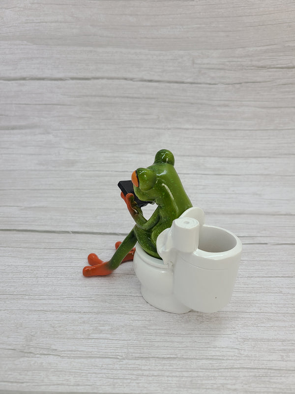 Funny Frog Figurine, Toilet Frog Figurine, Frog Pen Holder, Funny Pen Holder, Funny Animal Figurine, - Pink Horse Florida