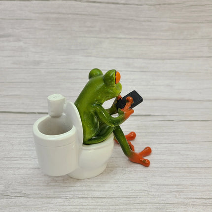Funny Frog Figurine, Toilet Frog Figurine, Frog Pen Holder, Funny Pen Holder, Funny Animal Figurine, - Pink Horse Florida