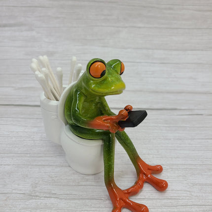 Funny Frog Figurine, Toilet Frog Figurine, Frog Pen Holder, Funny Pen Holder, Funny Animal Figurine, - Pink Horse Florida