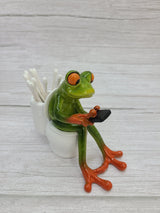 Funny Frog Figurine, Toilet Frog Figurine, Frog Pen Holder, Funny Pen Holder, Funny Animal Figurine, - Pink Horse Florida