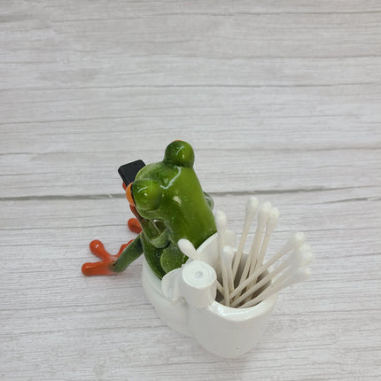 Funny Frog Figurine, Toilet Frog Figurine, Frog Pen Holder, Funny Pen Holder, Funny Animal Figurine, - Pink Horse Florida