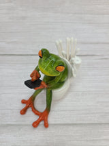 Funny Frog Figurine, Toilet Frog Figurine, Frog Pen Holder, Funny Pen Holder, Funny Animal Figurine, - Pink Horse Florida