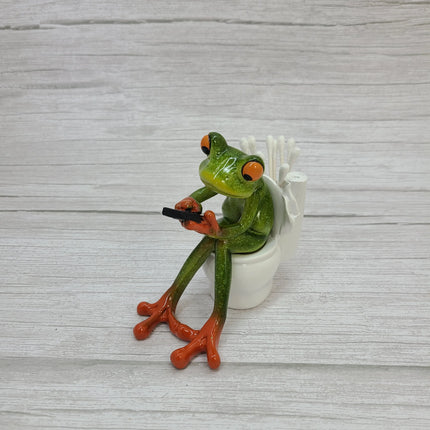 Funny Frog Figurine, Toilet Frog Figurine, Frog Pen Holder, Funny Pen Holder, Funny Animal Figurine, - Pink Horse Florida