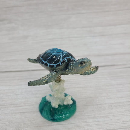 Turtle Figurine, Sea Turtle Figurine on Spring, Turtle Decor, Sea Turtle Decor, Beach Home, Beach Decor, Ocean Decor - Pink Horse Florida