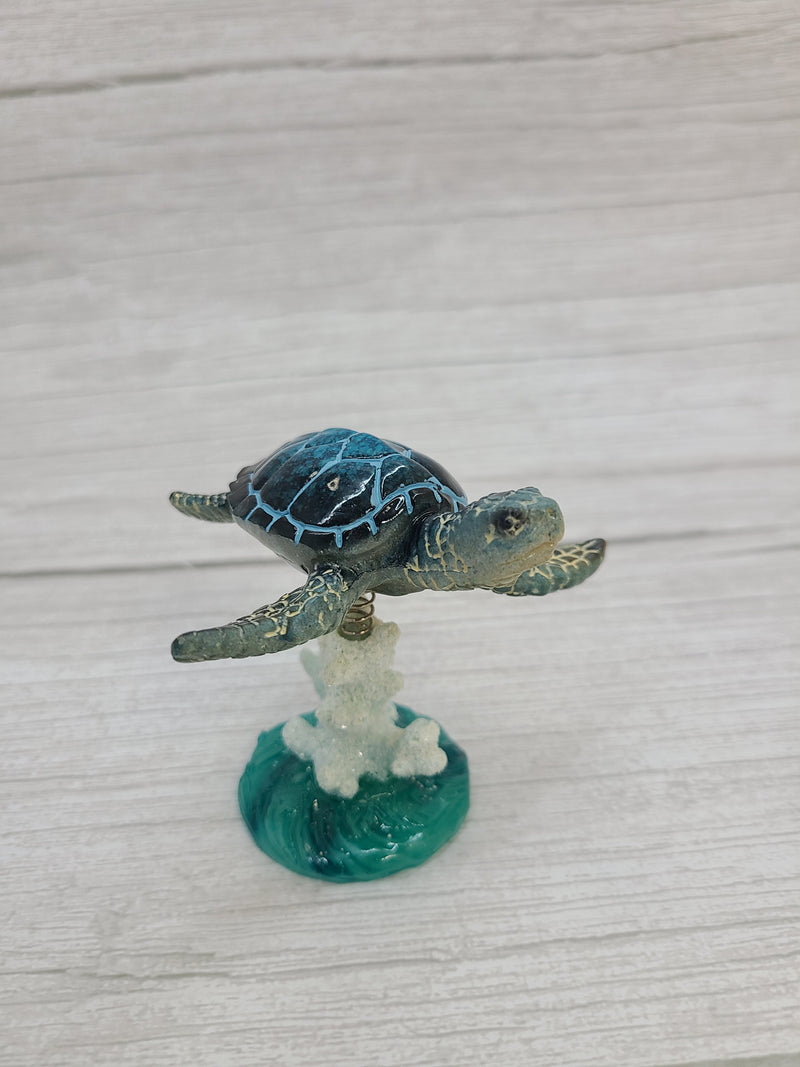 Turtle Figurine, Sea Turtle Figurine on Spring, Turtle Decor, Sea Turtle Decor, Beach Home, Beach Decor, Ocean Decor - Pink Horse Florida