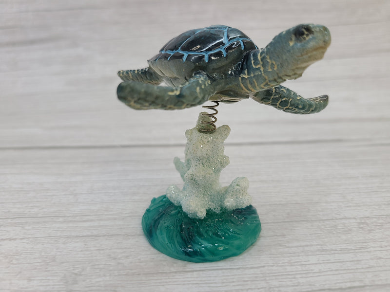 Turtle Figurine, Sea Turtle Figurine on Spring, Turtle Decor, Sea Turtle Decor, Beach Home, Beach Decor, Ocean Decor - Pink Horse Florida