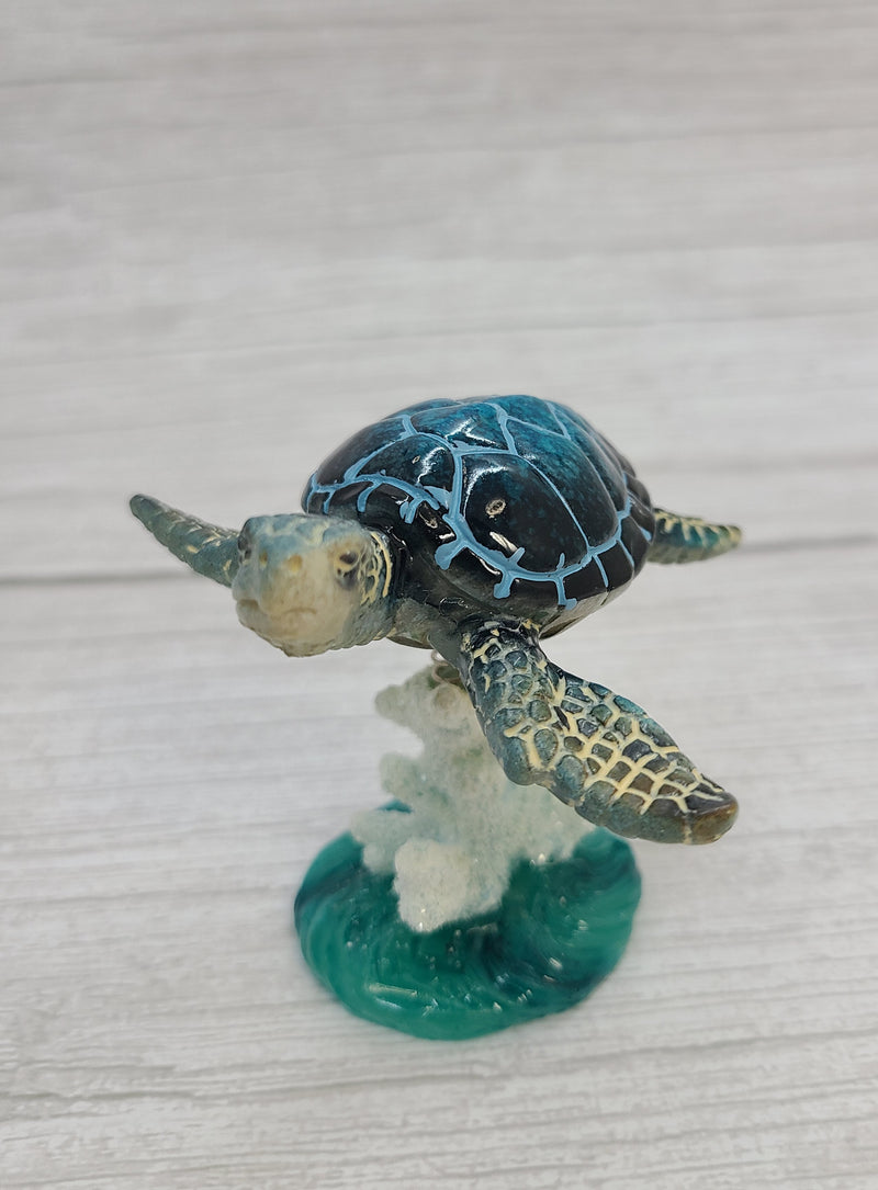 Turtle Figurine, Sea Turtle Figurine on Spring, Turtle Decor, Sea Turtle Decor, Beach Home, Beach Decor, Ocean Decor - Pink Horse Florida