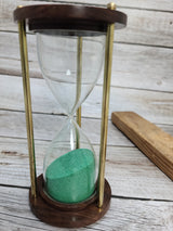 Blue Sand Timer, Sand Timer Decor, Brass Sand Timer, Hourglass, Vintage Hourglass, Antique Sand Timer Reproduction - Pink Horse Florida