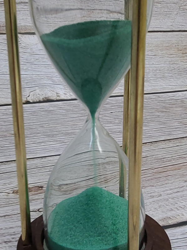 Blue Sand Timer, Sand Timer Decor, Brass Sand Timer, Hourglass, Vintage Hourglass, Antique Sand Timer Reproduction - Pink Horse Florida