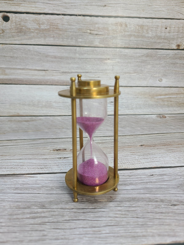 Sand Timer, Sand Timer Decor, Brass Sand Timer, Hourglass, Vintage Hourglass, Antique Sand Timer Reproduction - Pink Horse Florida