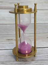 Sand Timer, Sand Timer Decor, Brass Sand Timer, Hourglass, Vintage Hourglass, Antique Sand Timer Reproduction - Pink Horse Florida