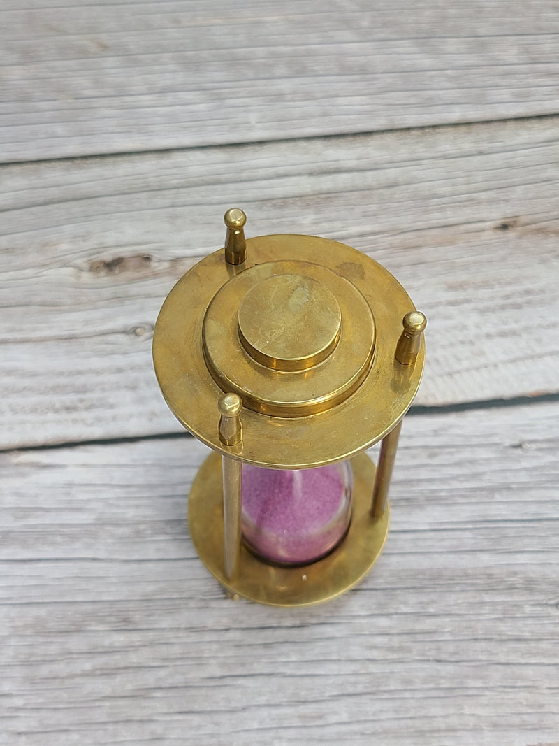 Sand Timer, Sand Timer Decor, Brass Sand Timer, Hourglass, Vintage Hourglass, Antique Sand Timer Reproduction - Pink Horse Florida