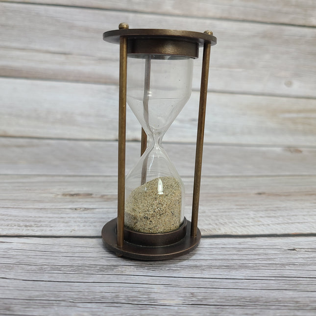 Brown Sand Timer, Sand Timer Decor, Brass Sand Timer, Hourglass, Vintage Hourglass, Antique Sand Timer Reproduction - Pink Horse Florida